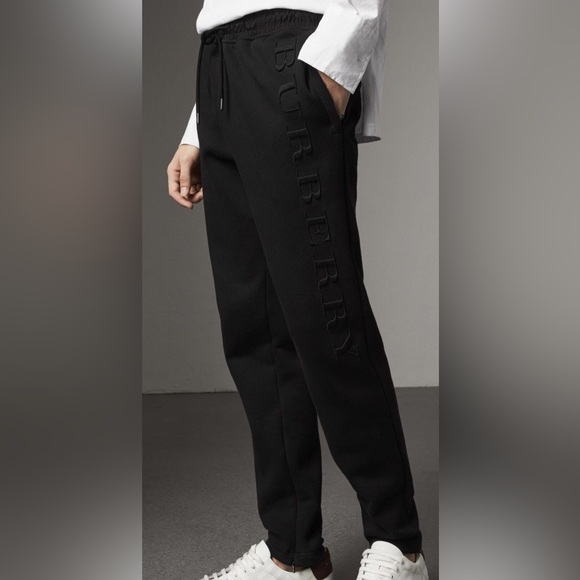 Burberry. Black Embroidered Logo Sweatpants Jogger. Waist: 34. - Picture 1 of 10
